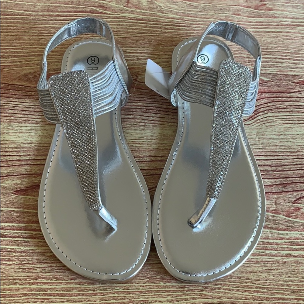 Silver Rhinestone Cord Thong Sandals - Picture 8 of 8